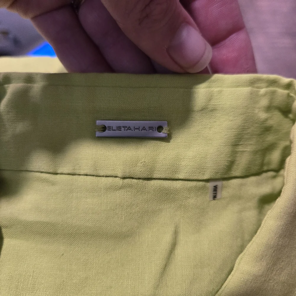 Elie Tahari Gianna Shirt Dress Chartreuse Neon Green Linen Preppy Pockets Casual - Picture 4 of 13